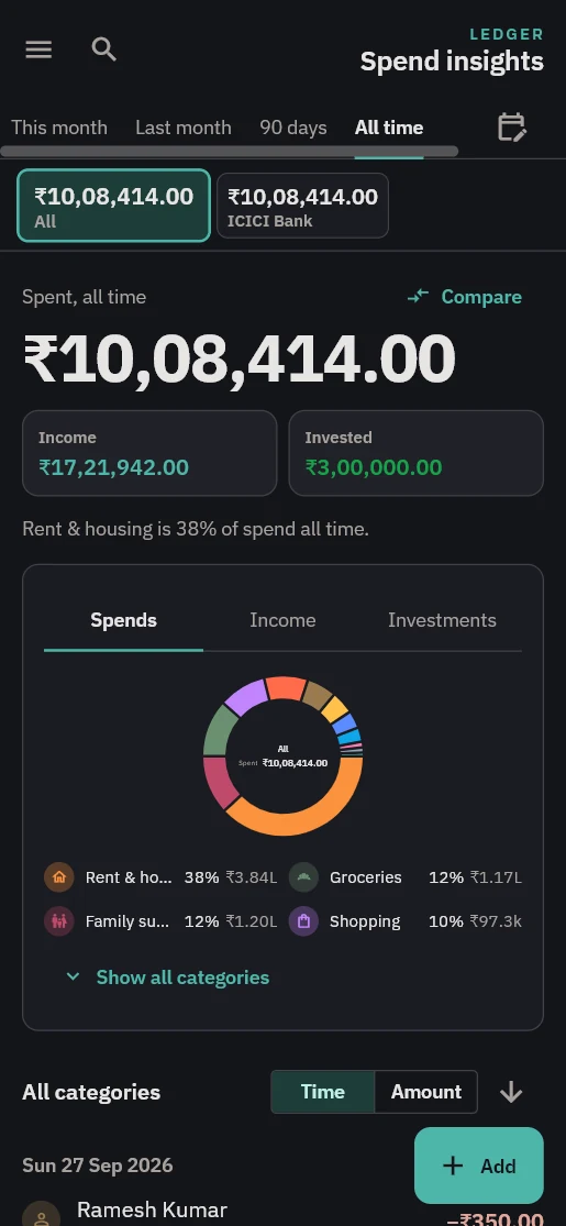 Home screen in the dark theme.